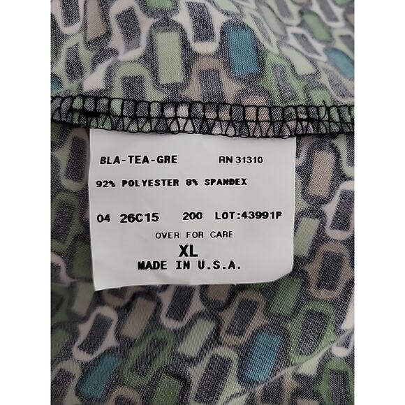 Vintage 90s Babydoll Top Black Green Geometric Flutter Short Sleeve Bow Boho USA - Picture 13 of 15